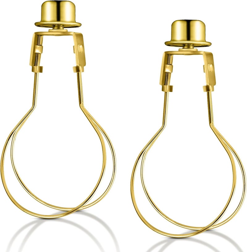 OmiSun Lamp Shade Light Bulb Clip Adapter, 2 Pack Clip on Lampshade Adapter Includes Finial and Lampshade Levellers to Keep Lamp Shade in Place, Lamp Shade Holder for Clip On Light Bulbs (Brass) - Image 1